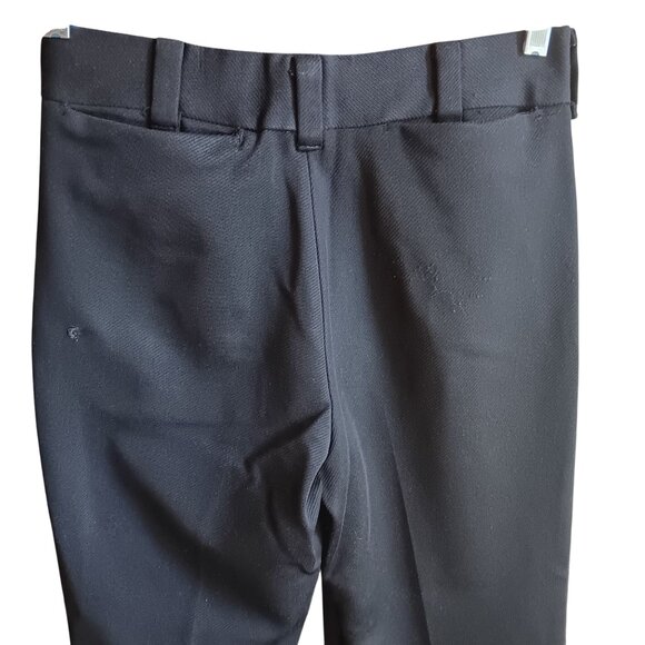 28x29 Vintage Black 1970's Stretch Knit Flared Pants Hook & Zipper Polyester - Picture 3 of 6